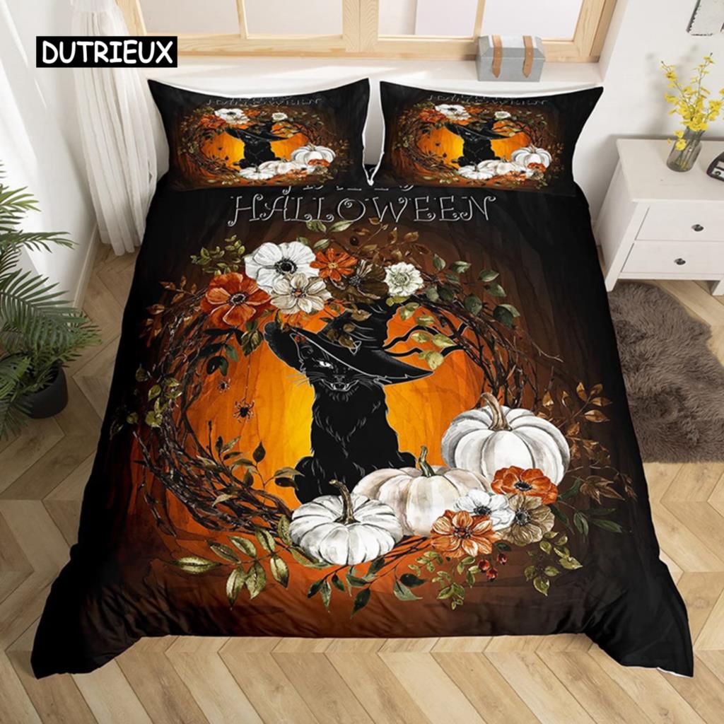 Happy Halloween Duvet Cover King Pumpkin Lantern Camping Car Bedding Set For Kids Boys Girl Bedroom Cartoon Festival Quilt Cover