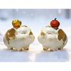 Aris & Juno A Pair of Lucky Pig Figurine - Resin Fortune Pig Statues with Golden Accents for Home Decor & Good Luck