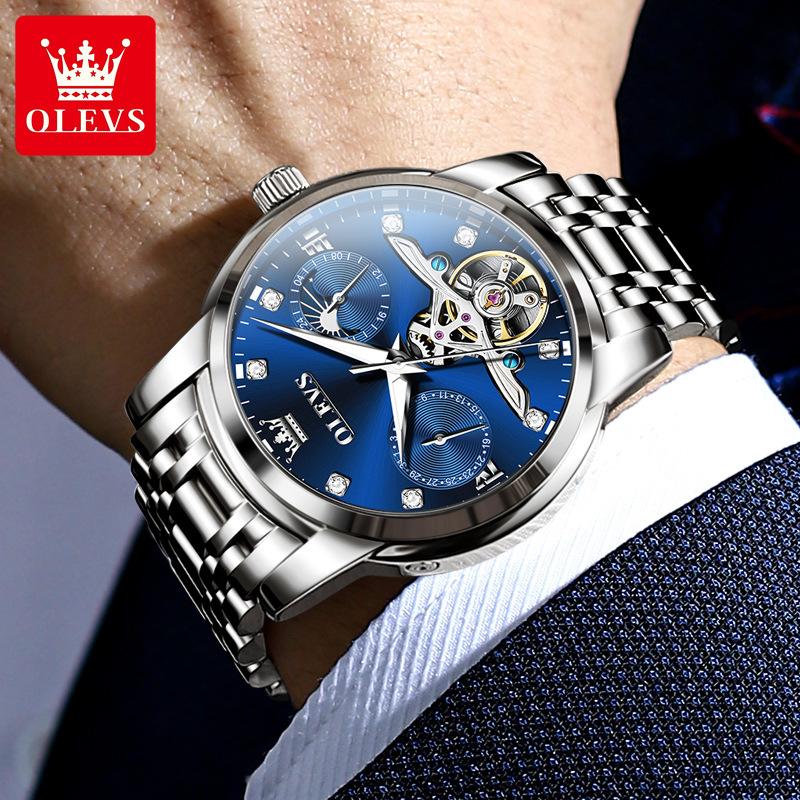 OLEVS Brand Multi-function Tourbillon Men's Watch Mechanical Watch Glow-in-the-dark Trend Men's Watch Business Model
