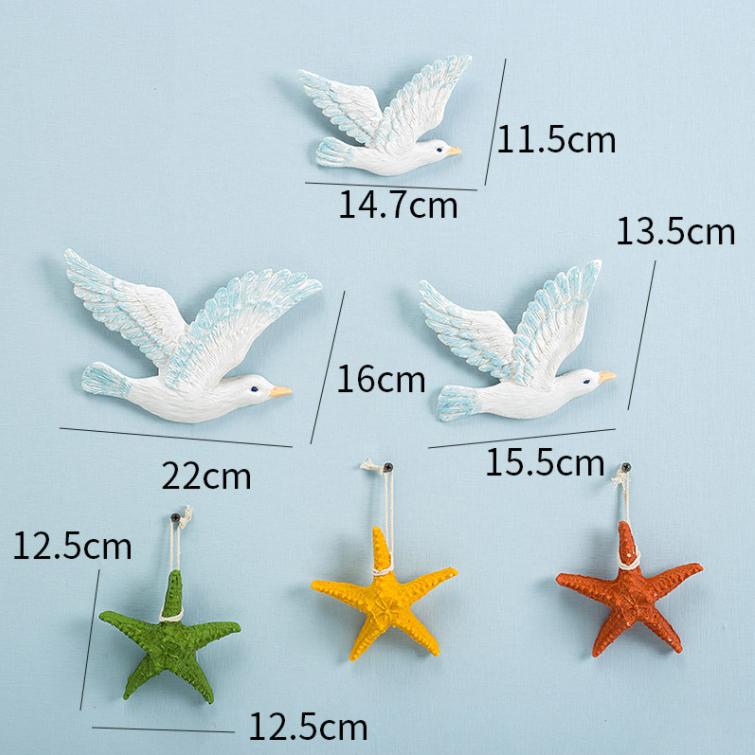 Modern Wall Hanging Seagulls Peace Dove Resin Wall Birds Mural Accessories Club Decor Home Livingroom Wall Sticker Artwork