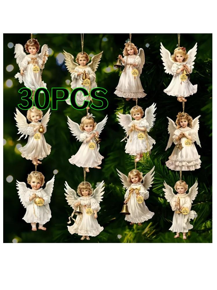 

30 шт. Белое золото Винтажные Викторианские Ангелы Украшения 2D Деревянные Подвески Подвески на Елку Рождественские Подарки