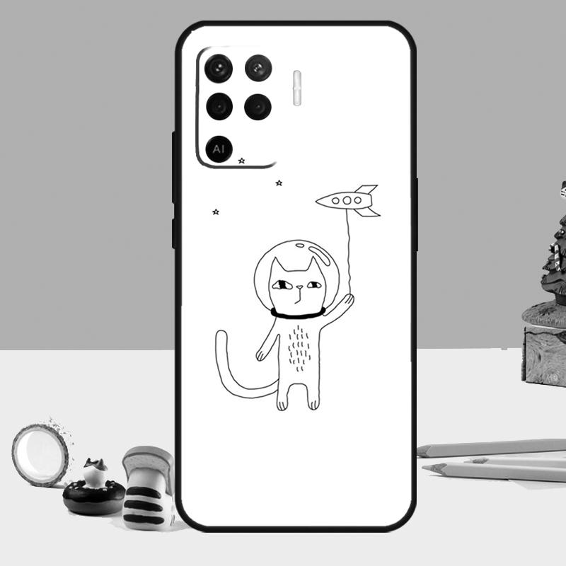 UFO Alien Cat universe Case For Oppo A5 A6 Pro A15 A16 A76 A96 A17 A57 A98 A58 A78 A18 A38 A54 A74 A94 A40 A60 A80