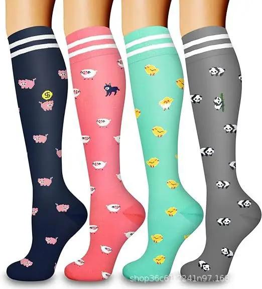 4 Pairs Women Men Compression Socks Stockings Elastic Sports Beautiful Leg Running Nurse Outdoor Climbing Cycling Socks Gym