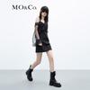 MO&Co. Women's Sheer Spliced Shirt Collar Black Dress