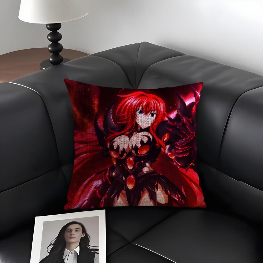 HHigh School DDxD Anime Cushion Cover Natural Linen Organic Fabric DoubleSided Printing Sofa Home Decor Gift Pillow Case
