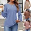 JPNTKY Women's Fashion Casual Solid Color Print Long Sleeve O-Neck Blouses & Shirts