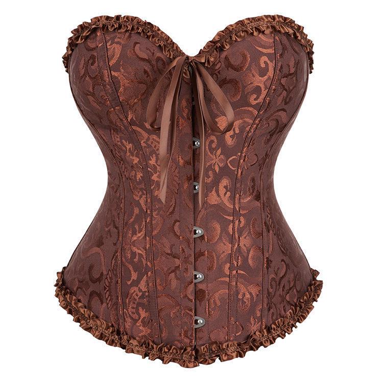 Lace Satin Waist Cincher Corset with Boning