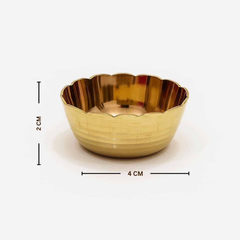 Decorative Pure Brass Katori for Pooja, Festivals, Prasad & Desert, Small Multipurpose Prasadam Bowls for Pooja