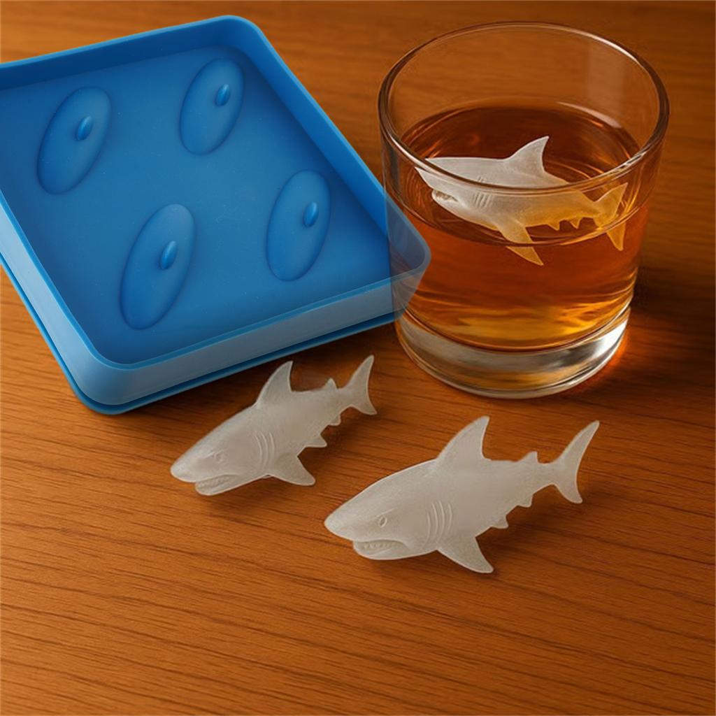 Lätt att lossa isformen Unik hajfinsformad isbricka Flexibel silikonismaskin för cocktails kaffe Lätt att använda