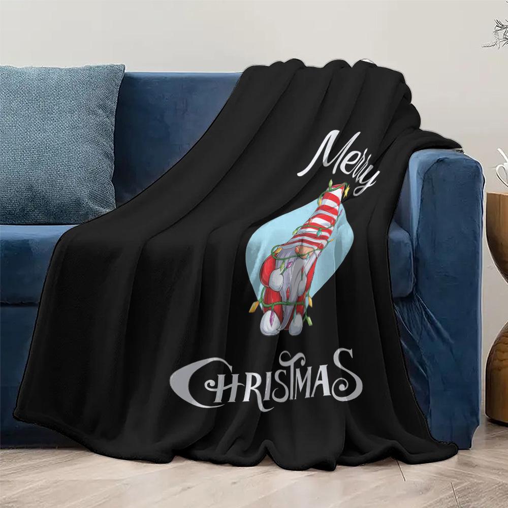 Tuniu Cute Christmas Gnome Throw Blanket - Festive Holiday Gift for Home Decor, Sofa Bed Room Decoration