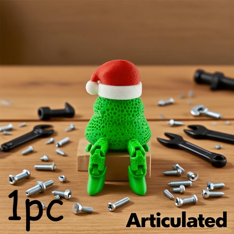 1pc 3D Printed Poseable Christmas Doll Figure with Movable Limbs & Opening Hat - PLA Plastic Mini Figurine for DIY Storage Box