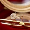 Cute Female White Zircon Stone Gold Color Snowflake Wedding Rings Promise Open Adjustable Engagement  For Women