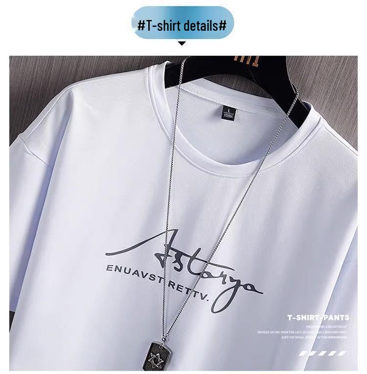 Men's Printed Short-Sleeve Casual Sports Suit - Two-Piece Set
