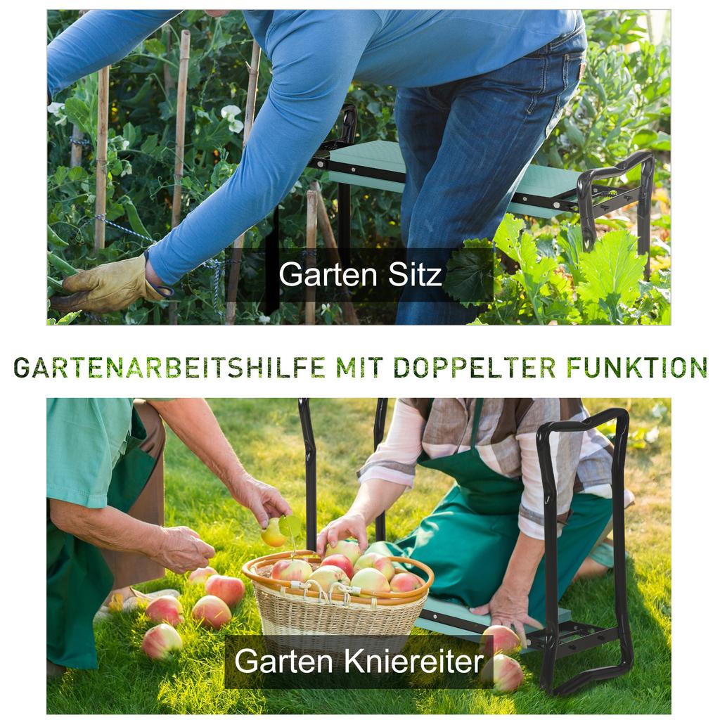 Kneeling Bench for Gardening Foldable Garden Stool Tool Bags Padding Knee Aid Load Capacity Up To 150 Kg Work Stool Garden Bench for Kneeling &
