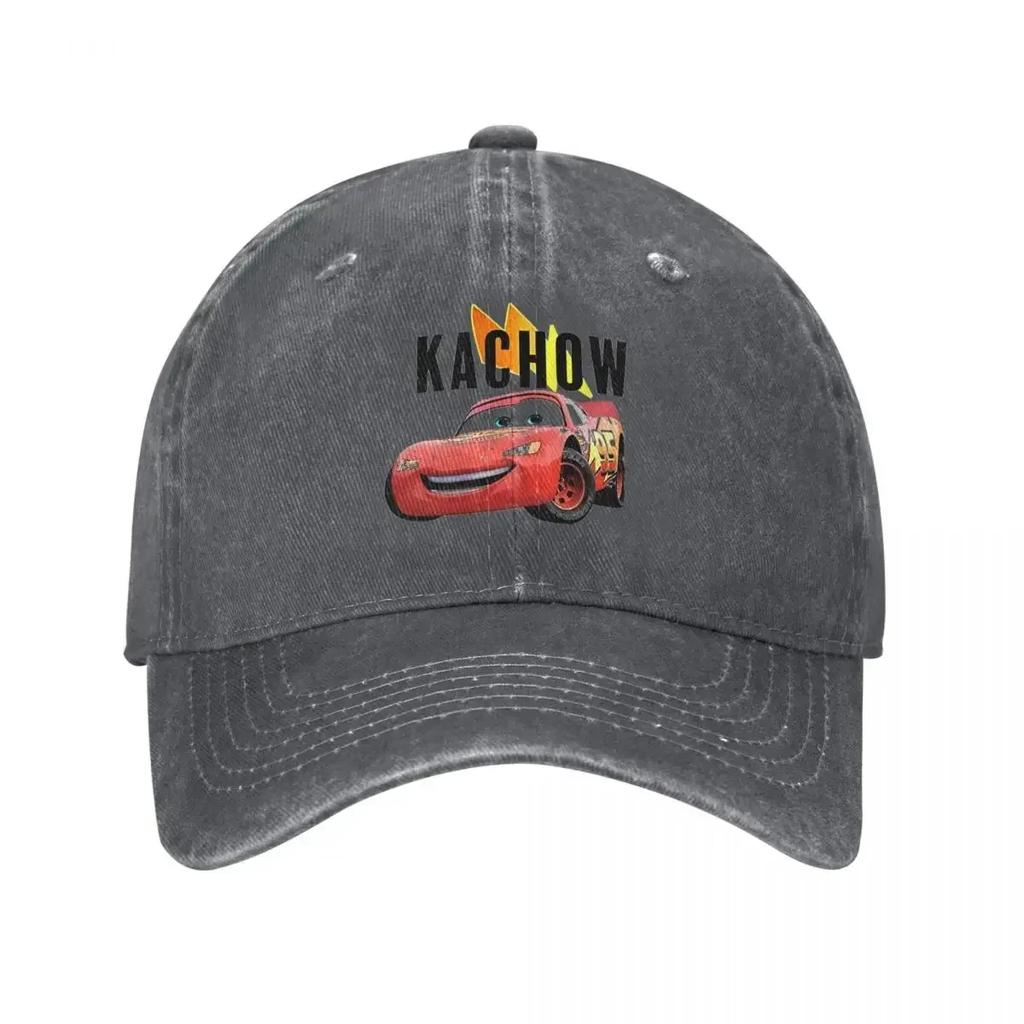 Cars Lightning Mcqueen Kachow Baseball Caps Vintage Distressed Cotton Cartoon Snapback Cap Unisex Outdoor Running Golf Caps Hat