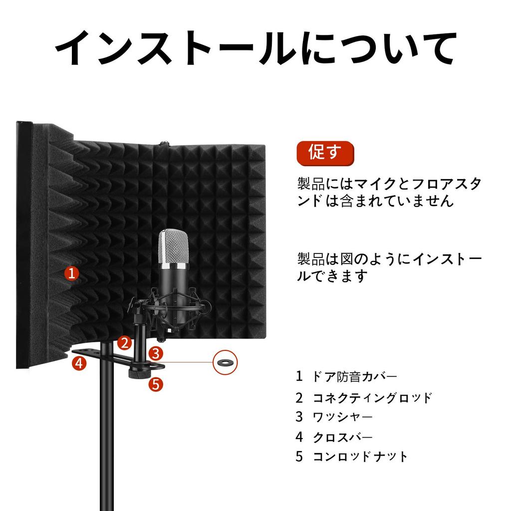 Aokeo Microphone Soundproofing, Sound Absorbing Shield, Foldable Microphone Isolation Shield for Vocal Recording and Broadcasting, Reflection Filter,