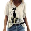 3d V Neck Women's T-shirts Cute Cats Graphics Print Short Sleeve Summer Kawaii Fashion Casual Tee Shirts Funny Female Clothes