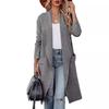 Women's Lapel Long Sleeve Open Front Cardigan Loose Fit British Style Long Knit Coat