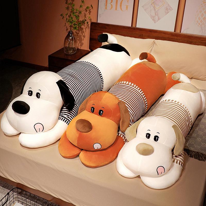 Large Striped Dog Throw Pillow Plush Toy Doll Big Dog Doll Girl Sleeping Pinch Leg Long Throw Pillow