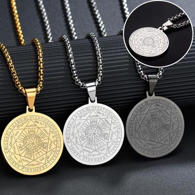 Classic Vintage Stainless Steel Totem Seals Of The Seven Archangels Pendants Necklaces 3colors