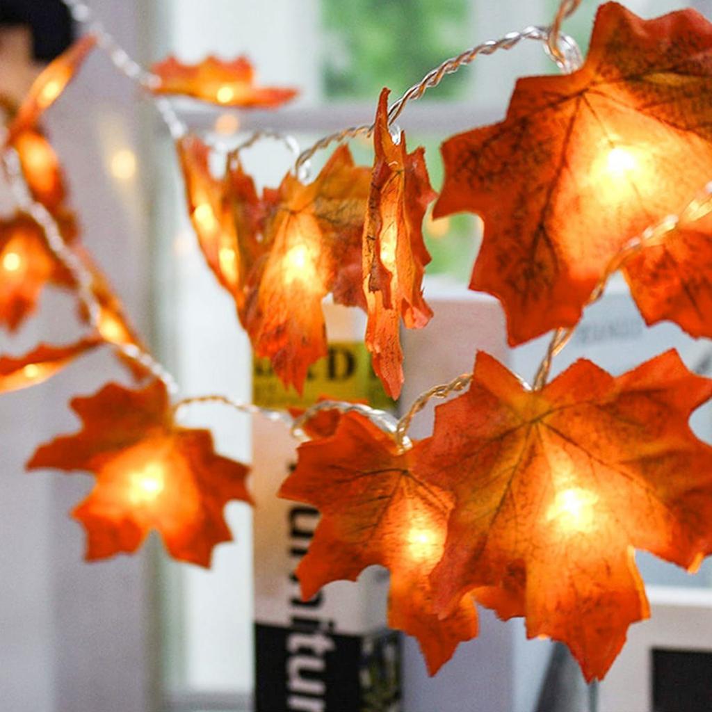 Fall Thanksgiving Maple Leaf Lamp Garland Decoration Decor LED Lighted  Leaves Xmas