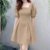 ZANZEA Summer Square Collar Short Sleeve Casual Short Dress