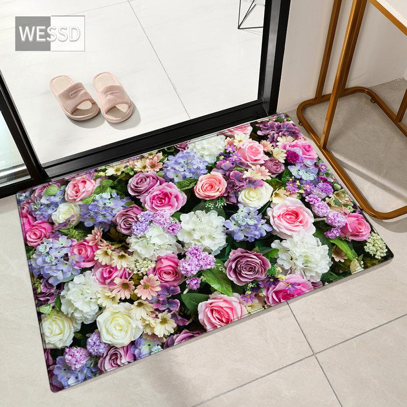 3D květinový koberec Kuchyňská podložka protiskluzový květinový koberec do ložnice Měkká podložka do koupelny toaletní podložka s paměťovou pěnou