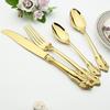 Retro Luxury Gold Silver Tableware Vintage Silverware 18/10 Stainless Steel Dinner Knife Wedding Cutlery Western Dinnerware Set