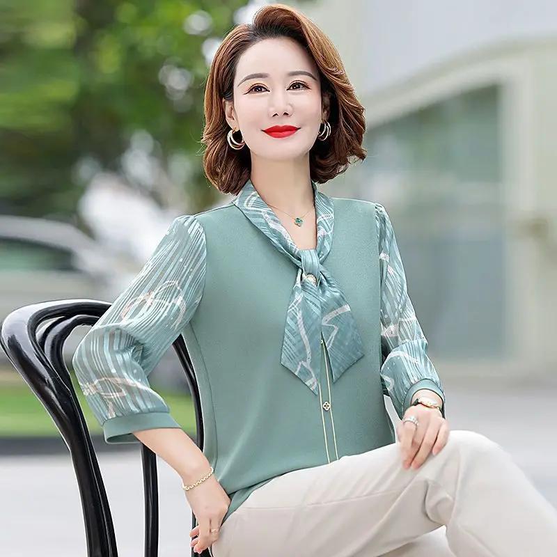 Three-quarter Sleeve Bottoming Shirt Outer Top New Middle-aged and Elderly Women