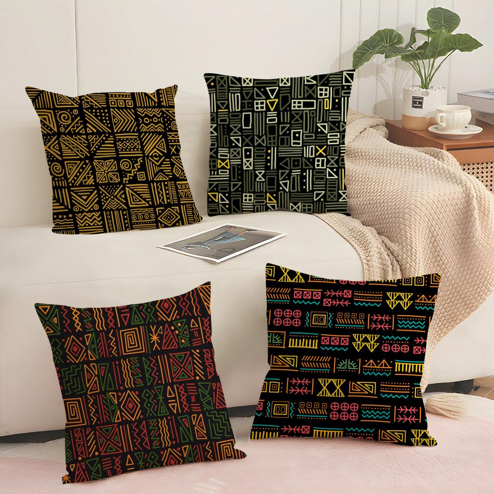 African Tribal Pattern Cushion Cover Short Plush Doublesided Print Square Throw Pillow Covers Sofa Home Cushion Decor