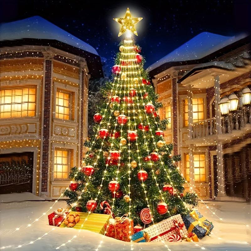 

Cross-border Outdoor LED Fairy String Lights - USB Leather Wire Waterfall Solar for Tent & Christmas Tree 2m 198 LEDs USB білий