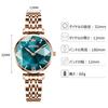 RORIOS Made In 3D Flower Stainless Steel Green Women's Watch, Cute, Waterproof, Japan, Glitter, Dial, Band, Casual, Quartz, Work/School Watch,
