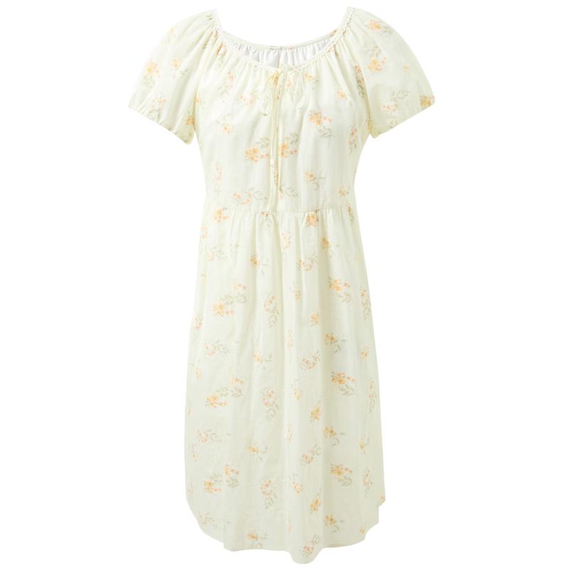 Women s Floral Embroidered Cotton A-Line Mini Dress L