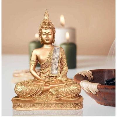 Budas statuja izstādes priekšmets elks skaists dāvanai mājas dekoram virtuves priekšmeti lielas dāvanas dekoratīvs izstādes priekšmets - 24 cm  (Polisveķi, zelts)