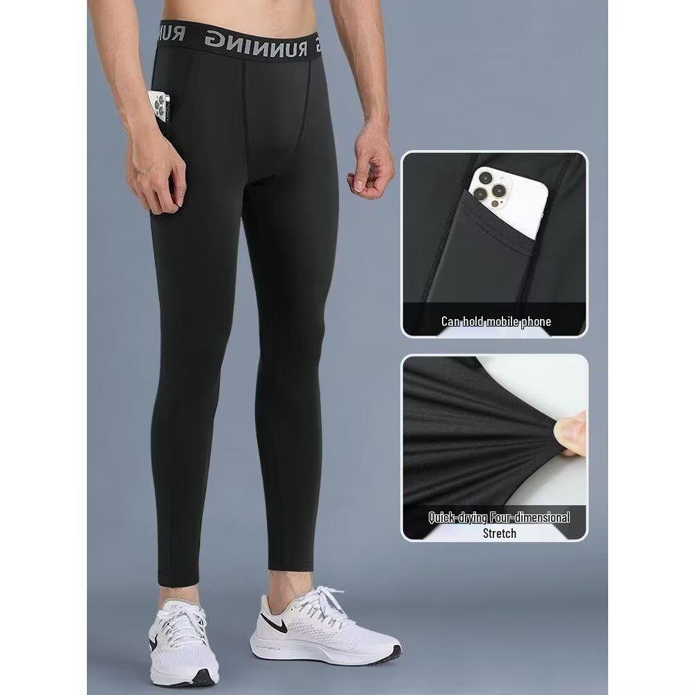 

Men s High-Elastic Compression Sports Pants - Quick-Dry, Phone Pocket, Ideal for Running, Fitness, and Basketball. S