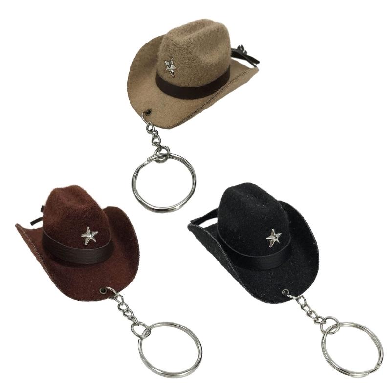 Velvety Leather Cowboy Hat Keychain Handcrafted Key Accessory for Women