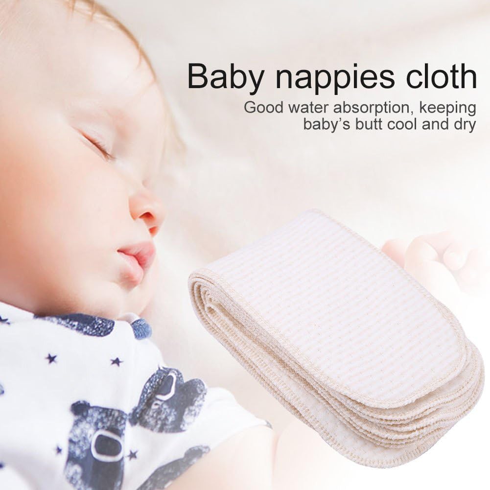 Fdit 10 PCS Baby Nappies Cloth Diapers Inserts Washable Reusable Nappy Liners for Newborn Infant Kids Organic Cotton