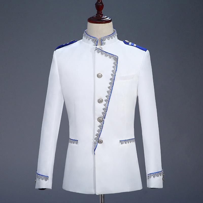 Court Dress Performance Clothes Men Preside Over The Stage Annual Meeting White Prince Performance Clothes Military Dress