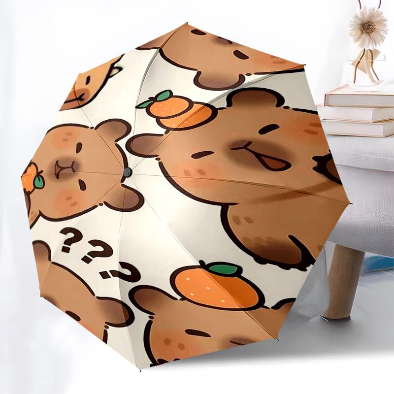 Capybara Themed Travel Umbrella-8 Ribs Automatic Opening and Closing, Portable Folding Design, Compact and Stylish Umbrella Suitable for Out