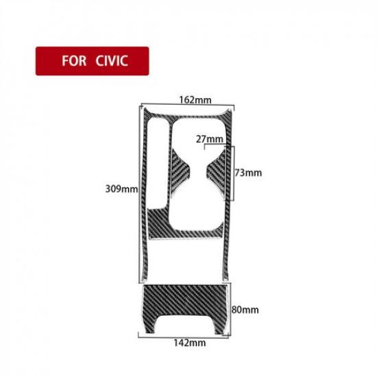 4Pcs Central Water Cup Holder Panel Carbon Fiber Set For Honda Civic 9Th 2012-15