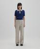 NONBLANK Raglan Half Sleeve Collar Crop Knit_Navy