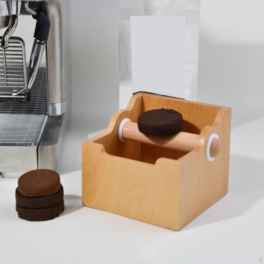 Espresso Knock Box Nádoba na kávovou sedlinu Dřevěná protiskluzová základna Multifunkční kbelík pro