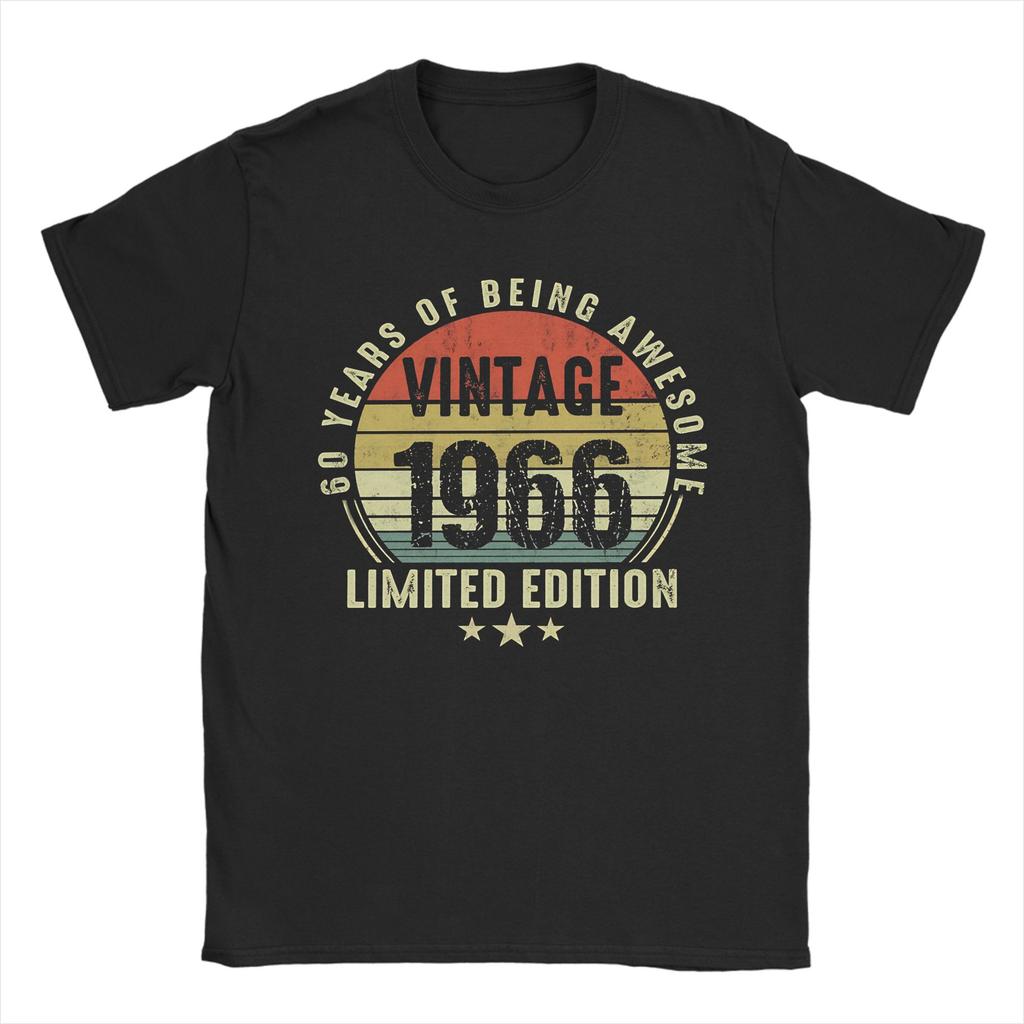 Unisex Unisexs TShirts 60th Birthday Vintage 1966 Legend Fashion Cotton Tee Shirt T Shirt Crew Neck Clothing Birthday Gift