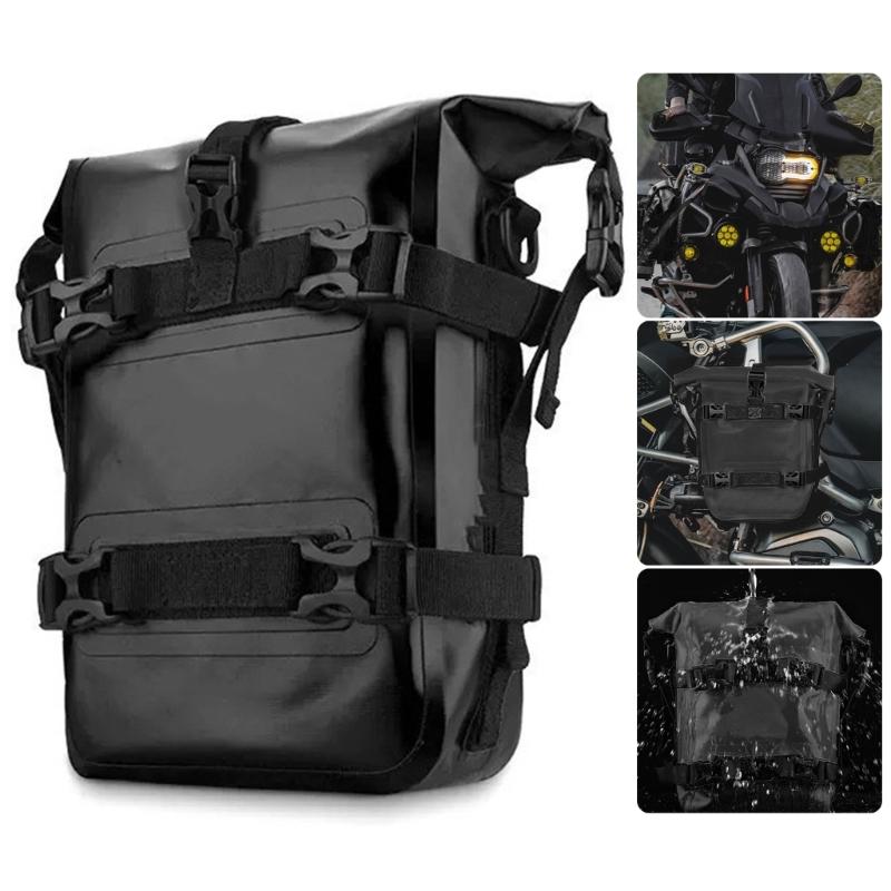 Modular Motorcycle Side Bag Convertible to Shoulder Pack with 8L Waterproof Interior & Anti Slip Mesh Compartment