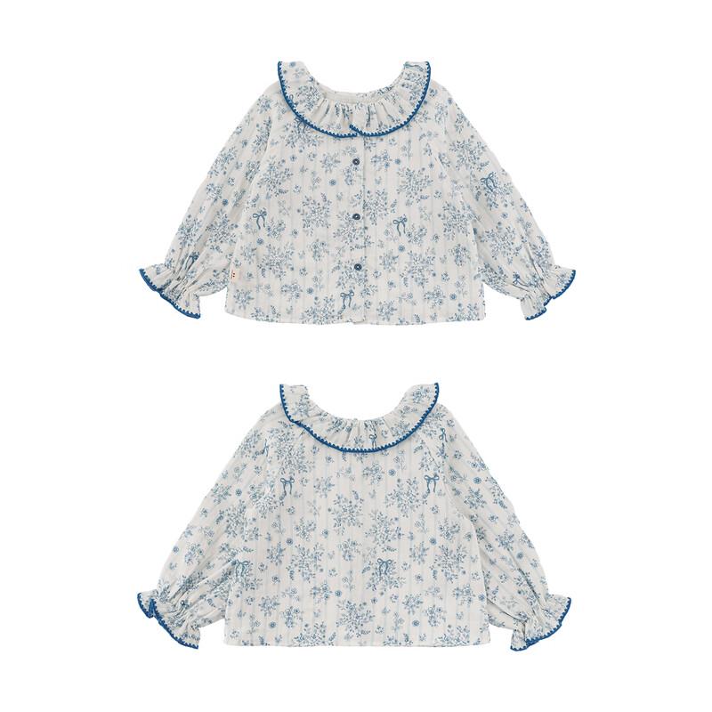 Girls  Reversible Floral Doll Collar Shirt 110