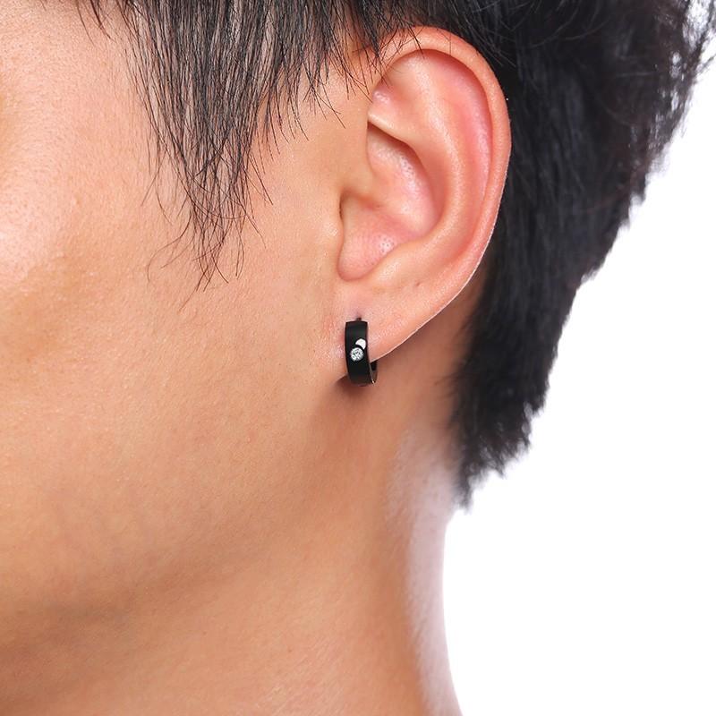 Vnox Basic Stainless Steel Hoop Earrings for Men Women Unisex Huggie Earrings with CZ Stone Accessory