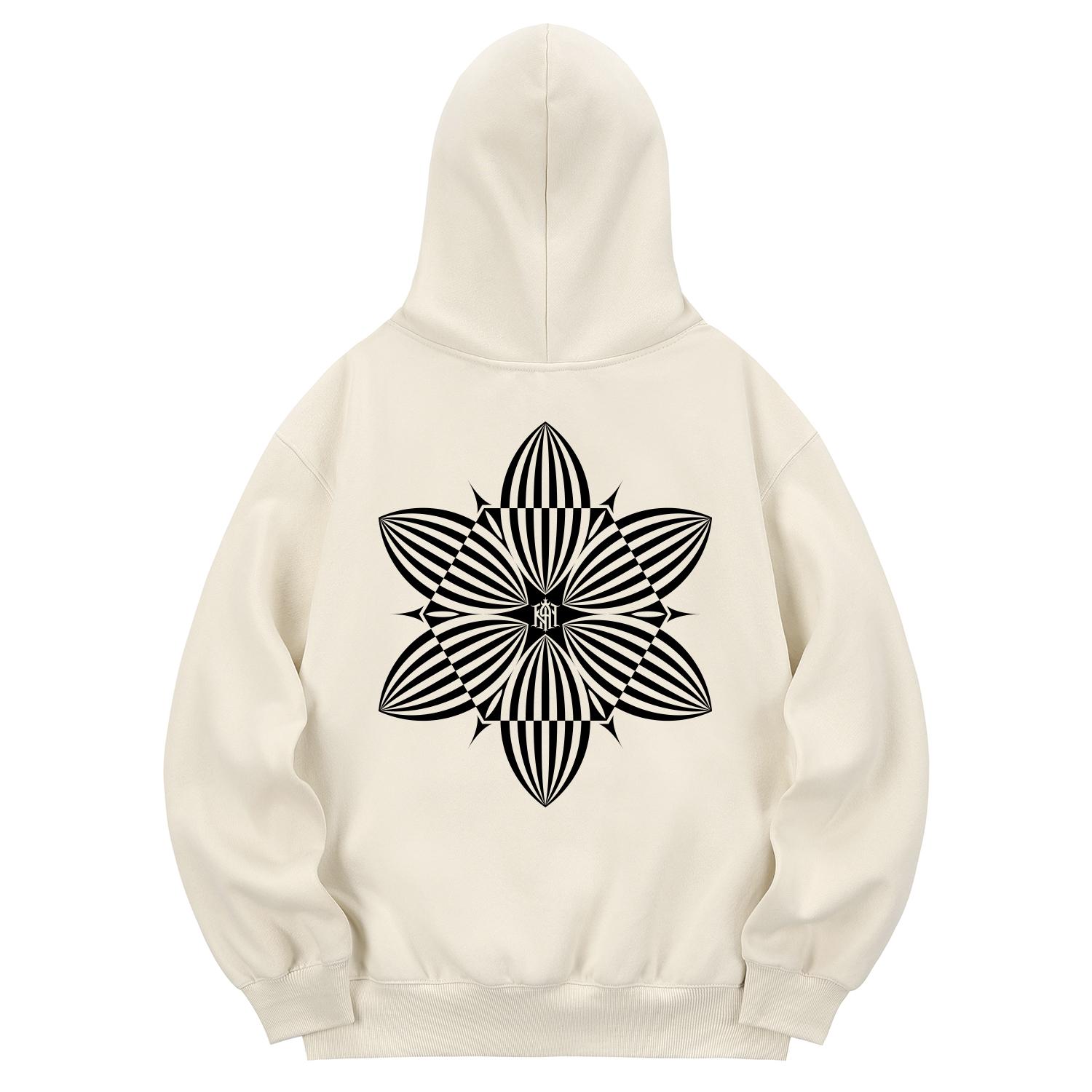 Khan 6312 Khc0085 Khan Of Flower Fleece-Lined Hoodie - Cream L