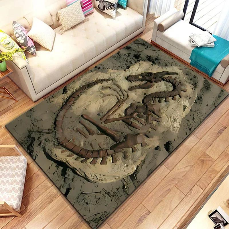 3D Dinosaur Fossil Art Pattern Rug Carpet for Living Room Bathroom Mat Creative Doormat Carpet for Bedroom Home Decor