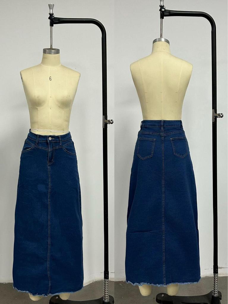 Summer Women's Loose Straight Denim Maxi Skirt - European/American Style