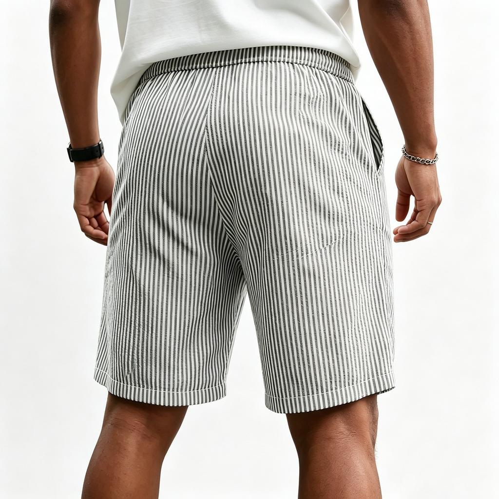 Pantaloncini da Uomo a Strisce con Coulisse Casual Comodi Sportivi con Cucitura Interna da Cinque Pollici Pantaloni Sportivi con Tasche Laterali e Vita Elastica